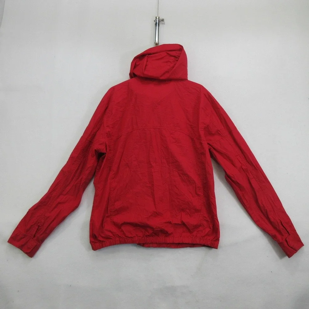 Bench Men's Jacket XL Windbreaker Red Hooded Cotton Full Zip Lightweight